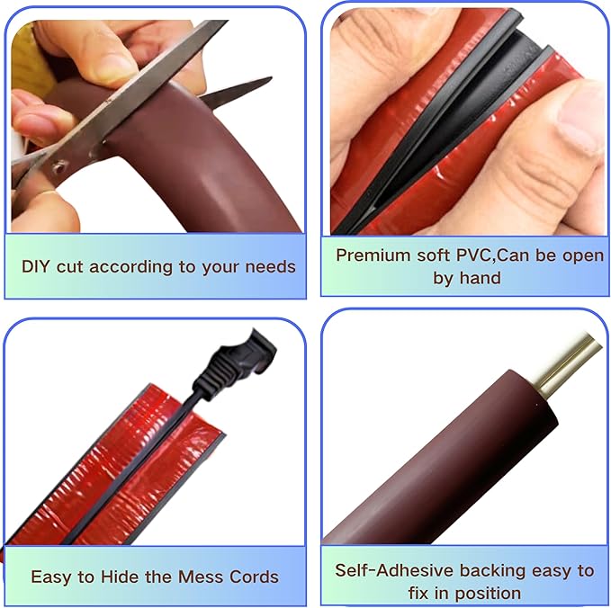 10ft Floor Cord Cover Self Adhesive Cord Hider Floor, Heavy Duty Cable Protector, Hide Extension Cords, Cable Management Hide Cords on Floor, Cable Cavity:0.61"(W) x 0.32"(H) Beige