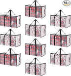 Moving Bags Heavy Duty Extra Large, Alternative for Moving Boxes & Moving Supplies,Clear Storage Bins with Lids, Plastic Packing Tote, Storage Bags for Clothes with Handles & Zippers(Clear, 10 Pack)