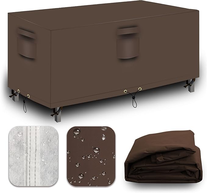 Heavy Duty Patio Furniture Covers Waterproof, 600D Outdoor Furniture Cover Waterproof for Sectional Sofa Couch, Outdoor Dining Table and Chair Set Covers 111''L x 74''W x 28''H, Brown