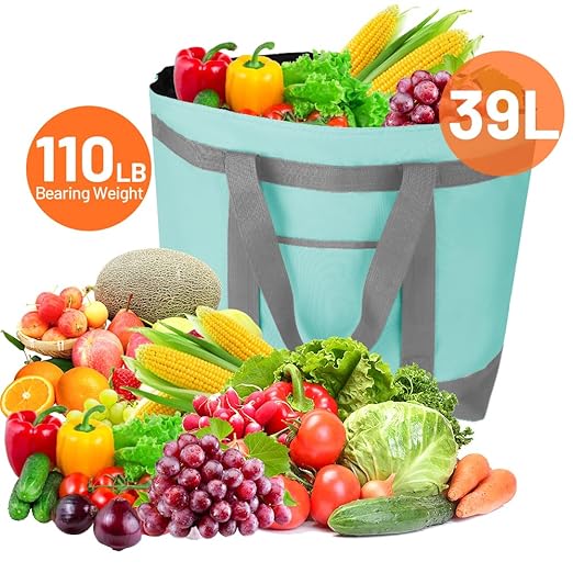 2Pk Insulated Reusable Tote Bag for Grocery Shopping for Women/Men, Pizza/Food Delivery Bag to Keep Food Cold/Hot for Professional Catering, Cooler bags for Travel/Beach/Picnic, Green