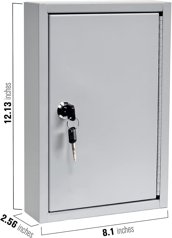 BankSupplies Fort Knox Key Holder Cabinet - 40-Key Cabinet - 40 Easy-to-Write-On Key Tags - Piano Hinged Door - Standard Keyed Lock - Steel Construction - Key Lock Box
