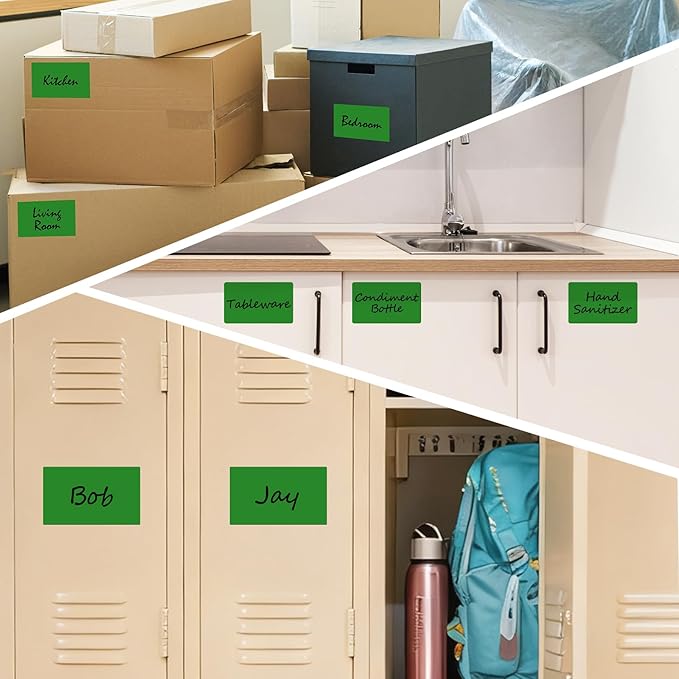 500 Pcs Rectangle Inventory Stickers Vinyl 3 × 5 Inch Moving Labels for Storage Bins Self Adhesive Color Coding Labels Waterproof Removable for Boxes Warehouse Classroom Office, Green
