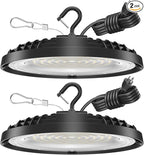 200W UFO LED High Bay Light, 28,000LM LED Shop Lights Fixture, 5000K, Replace 600W Halogen, 120VAC, Plug & Play Lighting for Warehouses, Workshops, Garages, and Barns – ETL Listed, 2 Pack