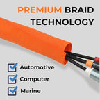 1/8 inch Split Braided Cable Management Sleeve for USB Cable Power Cord Audio Video Cable, Wire Loom Cord Protector from Cat Dog Chewing (Orange, 10FT)