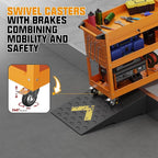 3 Tier Rolling Tool Cart on Wheels, 450 LBS Capacity Tool Cart with Drawers, Heavy Duty Rolling Utility Carts on Wheels, Rolling Tool Work Carts for Garage, Warehouse and Repair Shop,Orange