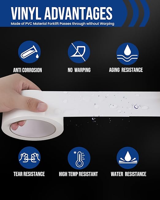 Lichamp 6 Rolls Vinyl Tape, Premium Safety Marking and Traffic Floor Marking Tape, Bundling, Social Distancing, 2 Inch x 36 Yards per Roll, 216 Total Yards, White