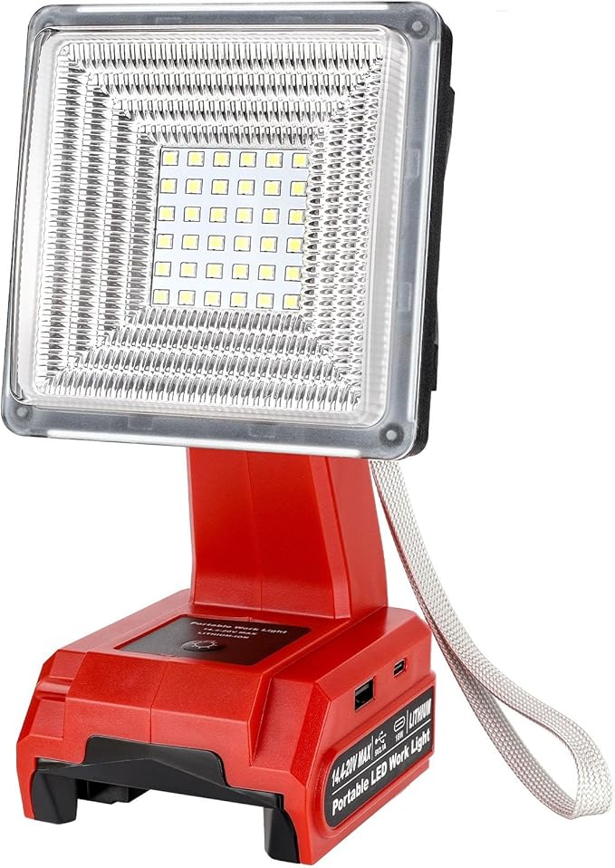 25W 2000LM Cordless LED Work Light for Milwaukee M18 18V Battery Portable Flood Lights for Outdoor Indoor Workshop Job Site, LED Floodlight with Pivoting Head/USB Port(No Battery)