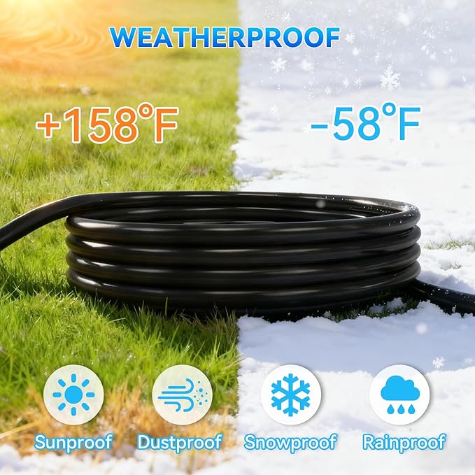 K KASONIC - 15 Feet Outdoor Extension Cord, ETL Listed, SJTW 16AWG/13A 3 Prong Power Cord Extension, NEMA 5-15P to NEMA 5-15R, Black, 2 Pack