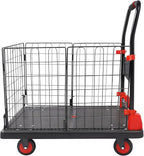Heavy Duty Foldable Hand Truck, 660 LBS Capacity Heavy Duty Folding Cart, Removable Mesh Cage & Platform Cart, for Commercial Warehouse, Office, Yard