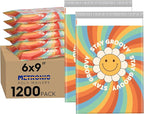 Metronic Cute Poly Mailers 6x9" 1200pc Shipping Bags for Clothes,Self Adhesive Shipping Envelopes for Small Business,Waterproof Mailers Poly Bags for Shipping,Packaging Mailing Bags Rainbow Smile Face