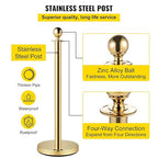 VEVOR Stanchions and Velvet Ropes 4Pcs, Solid Base with Stainless Steel Post, 5ft Red Velvet Ropes and Posts, Crowd Control Barriers Gold Stanchions, Red Carpet Runner Poles for Party Supplies