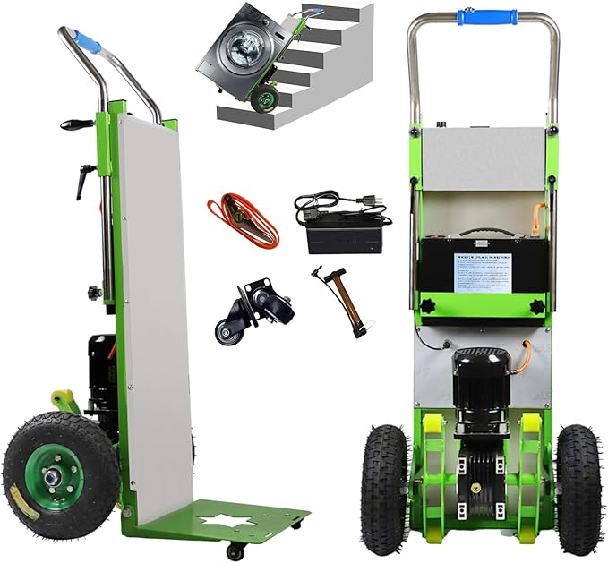 Electric Stair Climbing Dolly, Heavy Duty Cart 880lbs Capacity 1200W Motorized Hand Truck with Foldable Design for Moving Furniture Fridge Appliance(Green)