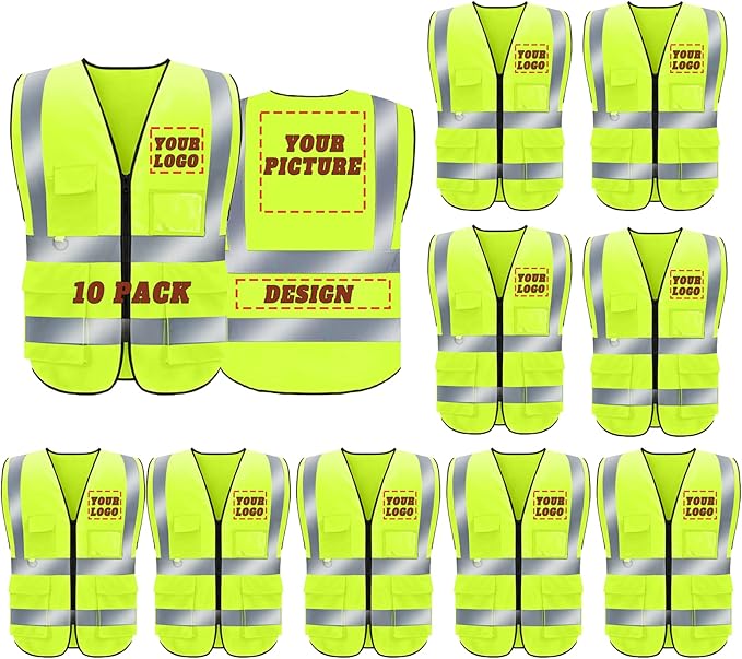 BeautyWill Custom Safety Vest Logo Class 2 High Visibility Reflevtive Vest Outdoor Protective Workwear
