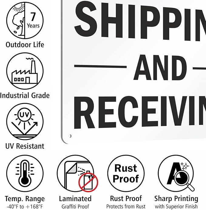 SmartSign-S-5803-AL-14 "Shipping And Receiving" Sign | 10" x 14" Aluminum - Black on White
