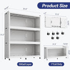 150 Gallon Extra Large Collapsible Storage Bin with Lid, 960QT Stackable Plastic Organizer with 6x Wheels, Foldable Drawer Cabinet for Closet, Living Room Office, Kitchen 3Pack, White