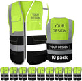 BeautyWill 10/20 Pack Custom Logo Safety Vest,Bulk High Visibility Class 2 Reflective Work Vests