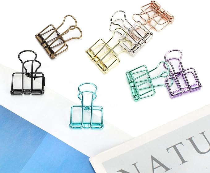 16 Pcs Hollow Binder Clips - 8 Colors Skeleton Design Paper Clamps for Office School Home Use, Organize Documents Files Notes(S,0.8x1.1 Inch)