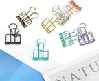 16 Pcs Hollow Binder Clips - 8 Colors Skeleton Design Paper Clamps for Office School Home Use, Organize Documents Files Notes(S,0.8x1.1 Inch)