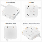 TESSAN Surge Protector Power Strip, 5 Ft Extension Cord Flat Wall Plug with 4 USB (2 USB C) 8 Outlets, 2100J Dual Surge Protection, 20W Multiple Charging Station for Home, Office, College, Dorm Room