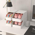 EXYGLO Stackable Cardboard Storage Bins 30 Pack, 12x6x4.5 Inch Cardboard Boxes with Lid, Corrugated Organizer Bins for Pantry, Shelves, Garage, Office, Shop, White