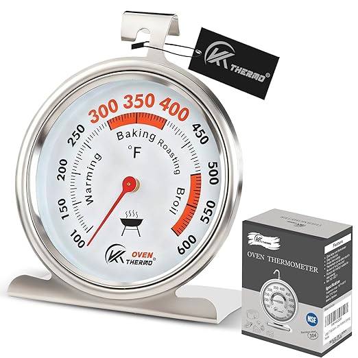 3.5" Oven Thermometer 100-600°F Kitchen Cooking Thermometer Instant Read Stainless Steel Oven Temperature Gauge with Hanger & Base