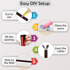 Rubber Bond TV Cord Hider Cable Protector - Strong Self Adhesive Wall Cord Cover Cable Hider - Low Profile Cable Management Wall Cord Concealer Cable Raceway (Dark Brown, 10 Feet)