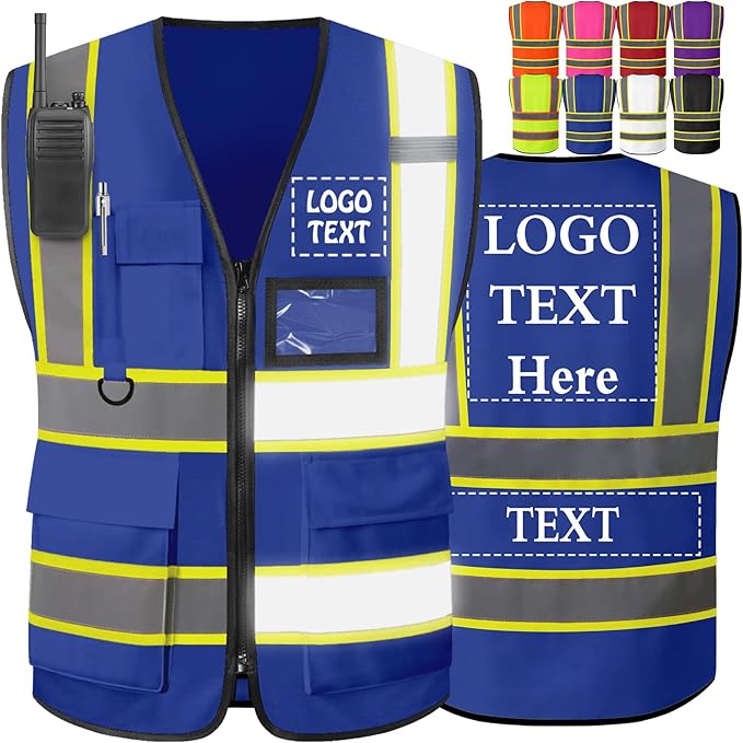 Custom Safety Vest High Visibility Customize Class 2 for Men Personalized Two Tone Logo Work Vests for Construction