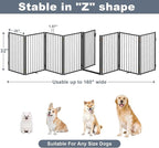 Metal Freestanding Dog Gates with Door for Outdoor Indoor,160'' Extra Wide 32'' Tall Free Standing Dog Gate for Doorways,Large Openings,Deck,Yard,Porch,Foldable Pet Fence(Black,8 Panels)