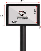 Crowd Control Warehouse Pedestal Standing Floor Sign Frame with Sloped Base, 7x11 Inch Horizontal, Satin Brass