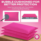 Hot Pink Small Bubble Mailers 4x8 Inch #000 | Thick Padded Poly Bubble Mailer Envelopes | 1000 Pack Bulk | Trading Card Sports Card Shipping