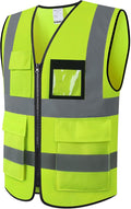 Hi Vis Reflective Safety Vest for Men Women Mesh Class 2 High Visibility Vest with Pockets,Meets ANSI/ISEA Standards(EK170-Mesh-Yellow-L)