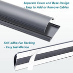 Cord Cover Floor 34in (2 x L17in), Large Capacity Floor Cable Cover, Hard PVC Cord Hider, Wire Cable Management Raceway, Grey, Cord Cavity - 1.8"(W) x 0.6"(H)