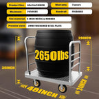 2IN1 48"×24" Platform Truck Cart 2650lbs Heavy Duty Flatbed Cart Dolly w/Detachable Rear Guardrail and Swivel Casters, Push Cart, Work Gloves 2Pairs & 1 Bunge Cord Included