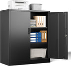 Metal Storage Cabinet, 36 Inch Tall Metal Storage Cabinet with Doors and Shelves, Pantry Cabinets for Kitchen Storage, Garage Cabinet for Living, Dining Room, Assemble Required.