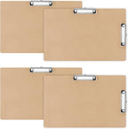 Henoyso 4 Pcs 11x17 Clipboard Wooden Lap Board with Low Profile Clip Brown Double Landscape Clip Hardboard Drawing Board Landscape Horizontal Large Clipboard for Desk Paper Sketching Art Supplies