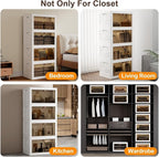 JOYMOOP 198 Qt Stackable Storage Bins with Lids, Closet Organizers and Plastic Storage Drawers for Home, 3 Pack Cubes