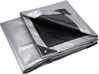 WHITEDUCK Super Heavy Duty Poly Tarp Cover 16 Mil & 10 Mil with Grommets and Reinforced Edges (Brown, White & Silver Black) (Silver Black- 16 Mil, 12' x 25')