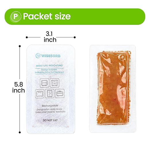 4Pcs 40 Gram Rechargeable Desiccant Packs, Indicating Silica Gel, Gun Safe Dehumidifier, New Style Desiccant Moisture Absorbing Bag