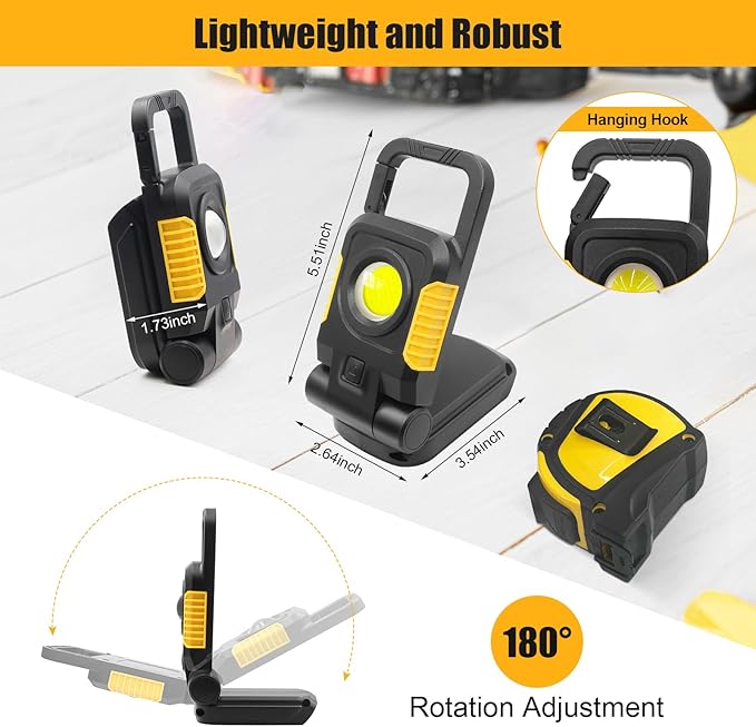 18/20V Cordless Portable Work Light - 2Pack 25W Super Bright COB LED with 3 Light Modes and Upgraded Low Voltage Protection (no Battery)
