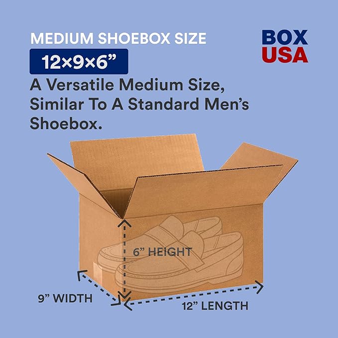 BOX USA Shipping Boxes 12"L x 9"W x 6"H, 25-Pack Small Corrugated Cardboard Boxes for Shipping, Mailing, Packing, Packaging and Storage