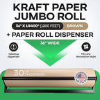 Brown Kraft Paper Jumbo Roll 36" x 14400" (1200 ft) with Dispenser – USA-Made Natural Kraft Paper 30lb Thickness for Packing, Wrapping, Void Filling, Kids' Arts, DIY & School Projects by IDL Packaging