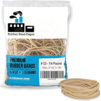 Rubber Band Depot, Size #33, Everyday Rubber Bands - Rubber Band Measurements: 3-1/2" x 1/8'' - Approximately 820 Rubber Bands Per Bag - 1/4 Pound Bag