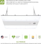 ASD LED Linear High Bay Light Fixture, Commercial Shop Lighting | Dimmable, Power Adjustable, DLC Premium, UL Listed | 100W 15000LM 5000K 100-277V | Warehouse, Garage, Workshop Lamp | White
