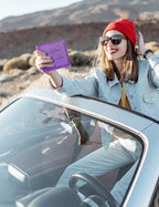 Mymazn Car Registration and Insurance Card Holder, PU Leather Insurance and Registration Holder with Magnetic Closure, Car Document Holder For Driver's License & Essential Documents, Purple