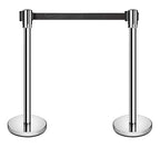 New Star Foodservice 54606 Stanchions, 36-Inch Height, 6.5-Foot Retractable Belt, Set of 2, Silver Belt