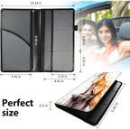 Car Registration and Insurance Holder, Leather Car Glove Box Organizer, Cool Car Accessories for ID, Driver's License Cards & Essential Document,business cards,Men&Women,Flowers/Skulls
