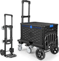 KEDSUM 4-in-1 Convertible Hand Truck Dolly with Folding Crate, 600LBS Heavy Duty Dolly Cart with Wheels, Adjustable Handle & Caster Wheels, Shopping Cart for Groceries, Packages, Collapsible