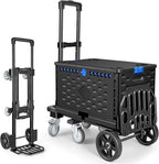 KEDSUM 4-in-1 Convertible Hand Truck Dolly with Folding Crate, 600LBS Heavy Duty Dolly Cart with Wheels, Adjustable Handle & Caster Wheels, Shopping Cart for Groceries, Packages, Collapsible