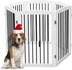 Freestanding Pet Gate for Dogs, Indoor Wooden Foldable Dog Gate for House, Extra Wide, Pet Fence for Stairs, Doorways, Halls, Support Feet Included, 120 Inch Wide, 6 Panels 32",White