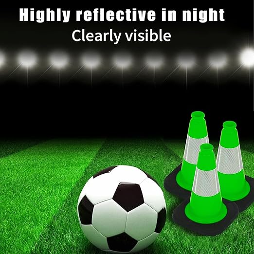 BESEA 12" inch Green Traffic Cones Safety Cones PVC Construction Cones with 4 inch Reflective Collar for Home Driveway Road Parking Use(8 Cones)